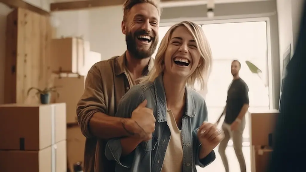 happy couple during their furniture move