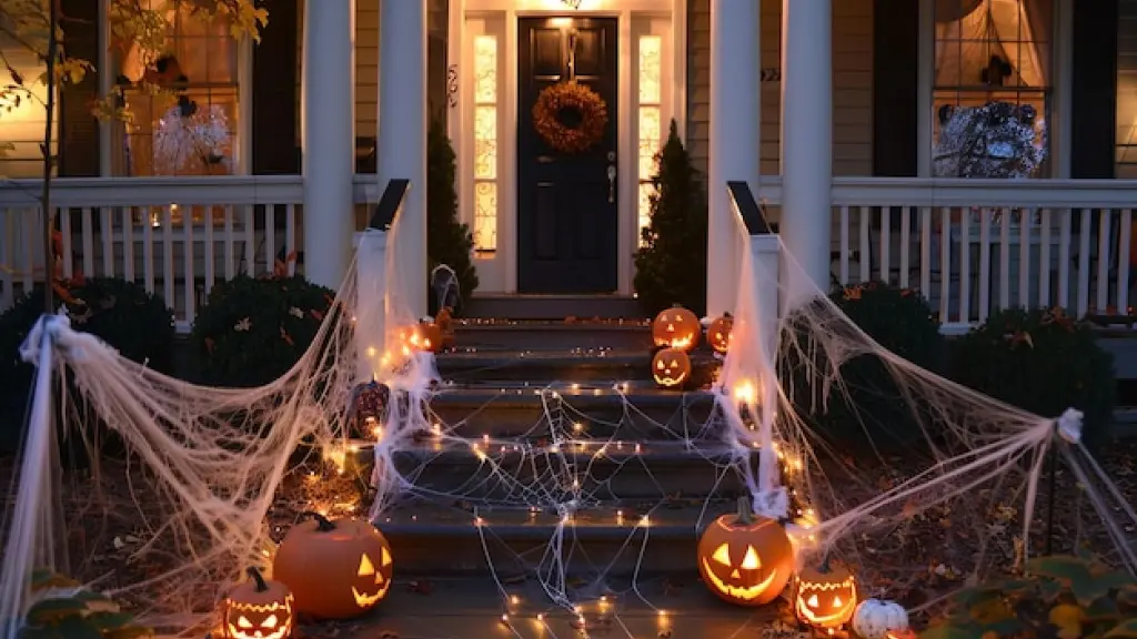 Front porch with Halloween decoration ideas for a spooky entrance