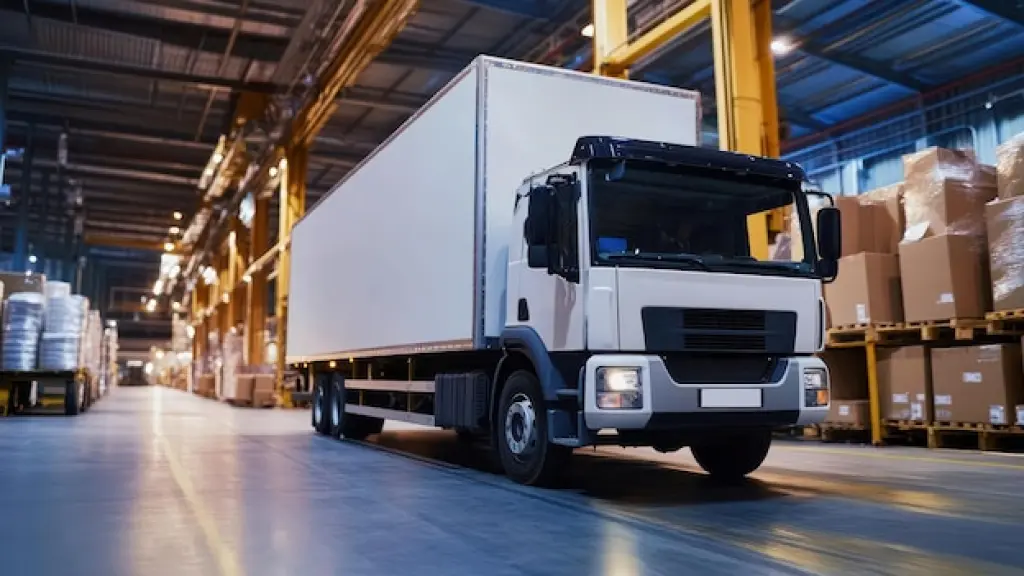Free Delivery truck in a distribution center