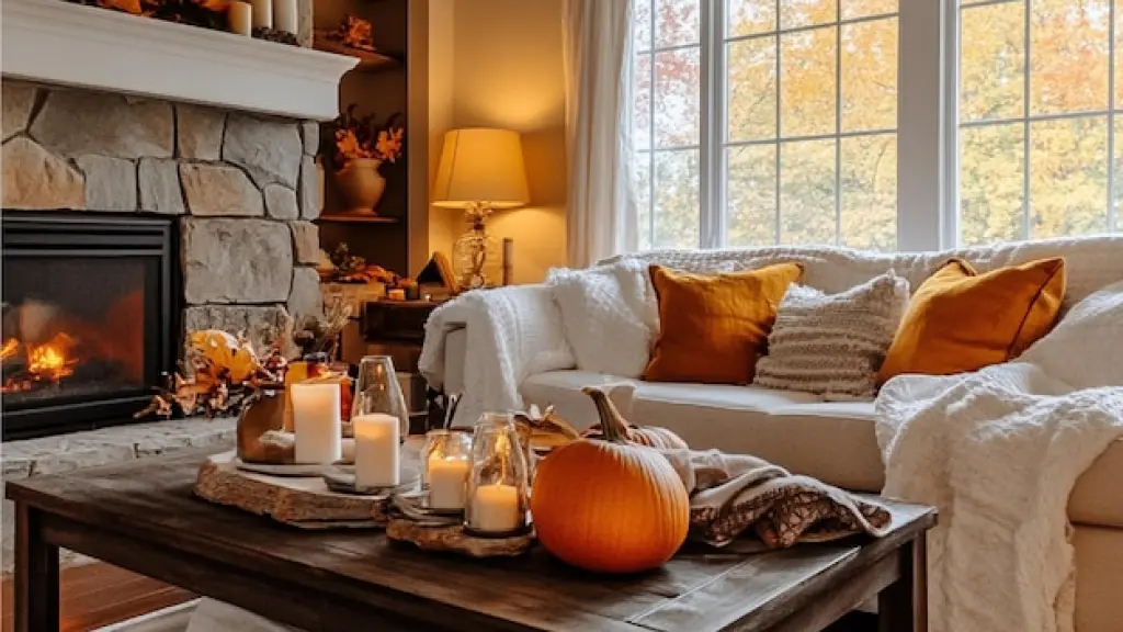 Living room decorated with warm and cozy tones