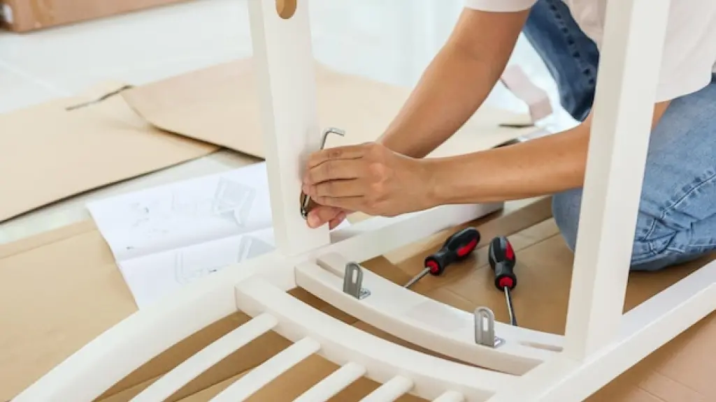 Person assembling furniture with free delivery support